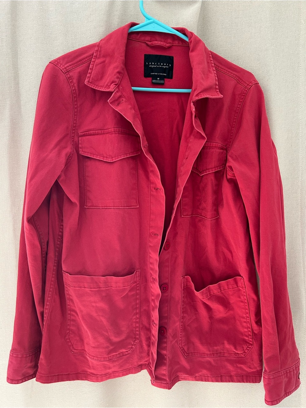 Sanctuary Fuchsia Pink Utility Chore Jacket 4 Pocket Cotton M